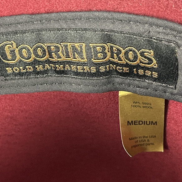 Goorin Bros Priscilla Lane Wool Fedora Hat Womens Medium Brick Red USA Made - Picture 12 of 13